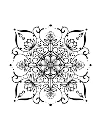 a black and white coloring page with an ornamental design